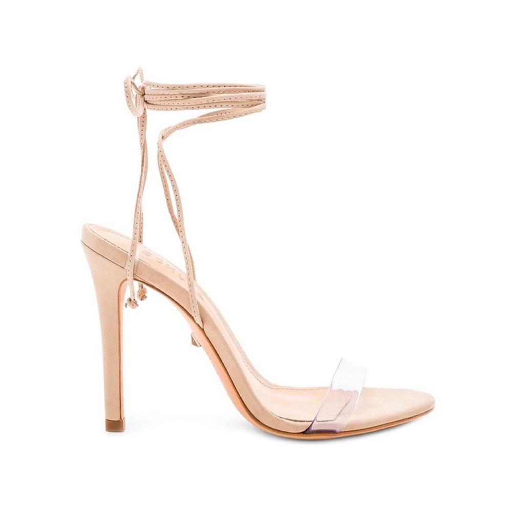 SCHUTZ Felice Nude & Clear Tie up heel size 6